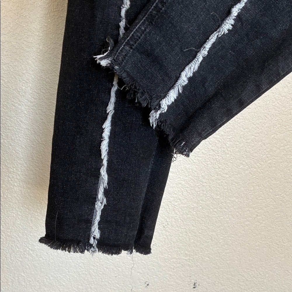 ZEZA B Jeans, Black, Fringe, Skinny, High-Waisted, Stretchy, Pull-on. XL - Picture 11 of 17